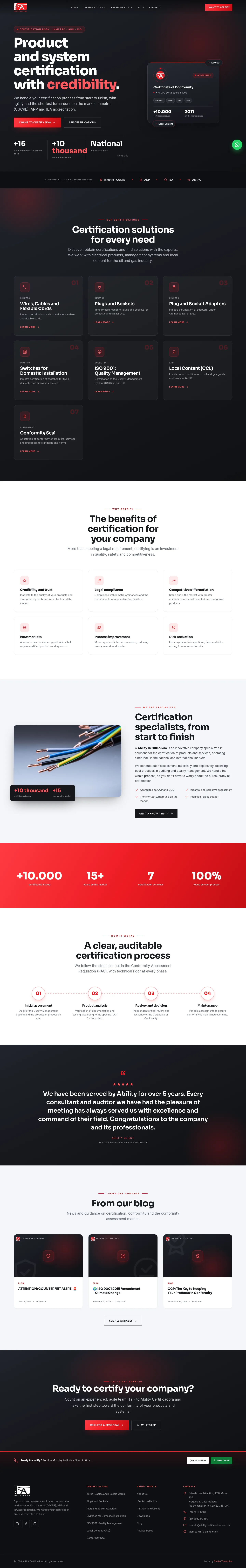 Ability Certificadora · Certification · Inmetro/ISO